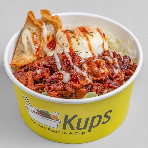 Spicy Pork BBQ Rice Kup - Korean spicy pork at Kups Inglewood Calgary